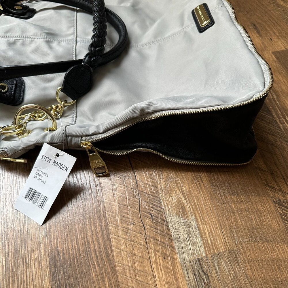 NWT* Steve Madden Grey Satchel with side zipper detail - Picture 5 of 9